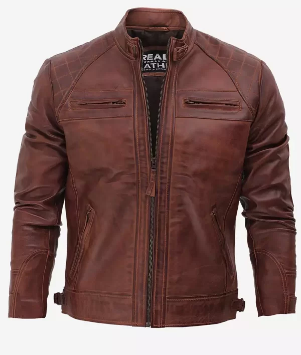 Distressed Brown Motorcycle Leather Jacket - Best Leather Riding Jacket