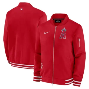 Los Angeles Angels Nike Authentic Collection Full-Zip Bomber Jacket - Red