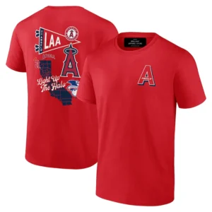 Men's Los Angeles Angels Fanatics Red Split Zone T-Shirt