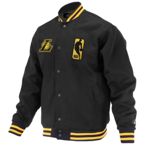 Unisex Los Angeles Lakers Black Logoman Shadow Collection Full-Snap Varsity Jacket